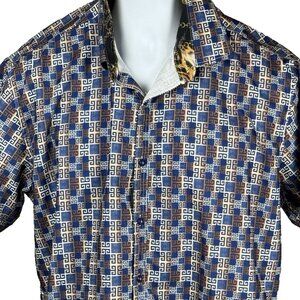 Sugar That Shirt is Sweet Mens Lg Short Sleeve Collared Abstract Casual